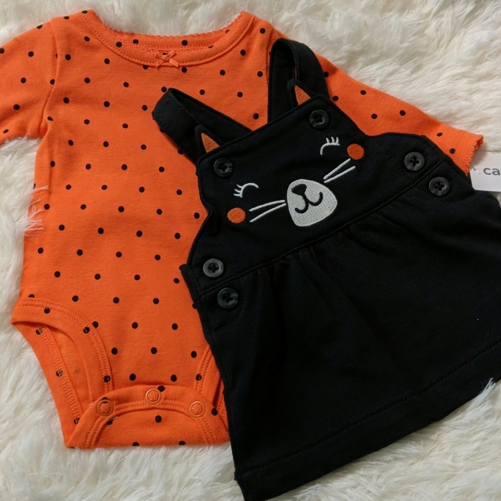 Carters Onesie / Black Cat Dress Set